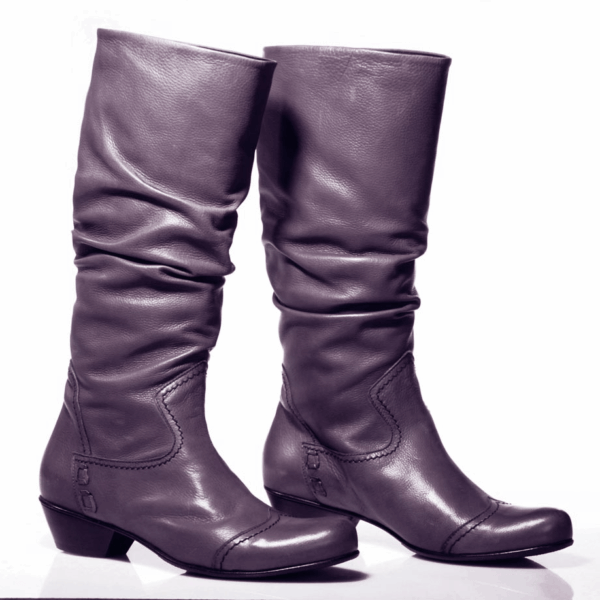 TENTAZIONE – Stivale Pelle Viola Texano con Tacco Basso