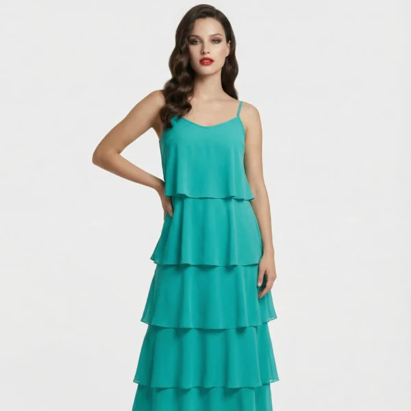 RINASCIMENTO – Abito Lungo Estivo Verde a Balze