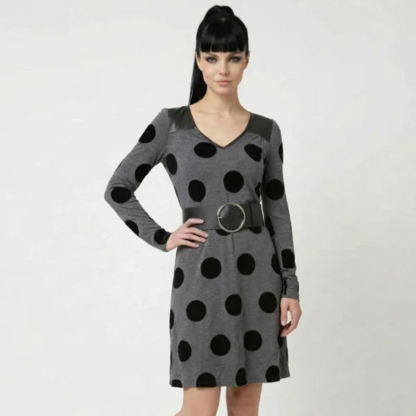 LIU JO – Abito a Maglia Grigio a Pois in Velluto