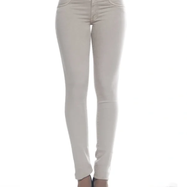 MET pantalone super stretch donna colore beige modello skinny a vita bassa in poliestere ed elastan con chiusura a zip e bottone taglia XS 38 Just Shot Shop Milano - fronte