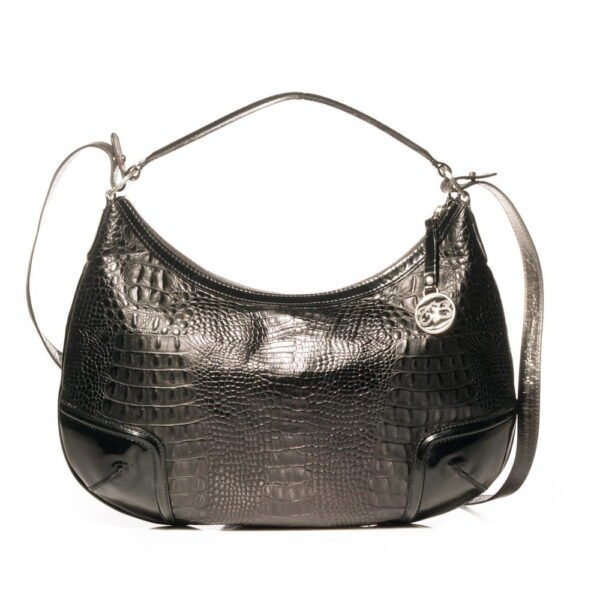 TOSCA BLU – Borsa Donna Nera Effetto Coccodrillo a Mano