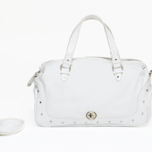 borsa a mano bianca VJC VERSACE con borchie e doppio manico