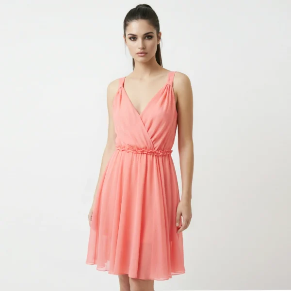 PATRIZIA PEPE – Vestito Cocktail Scollato Rosso Corallo