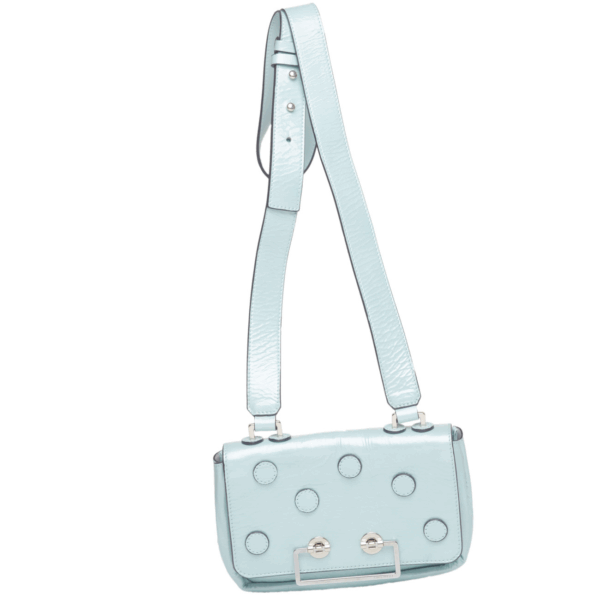 borsa a tracolla celeste COCCINELLE in pelle verniciata con tracolla regolabile