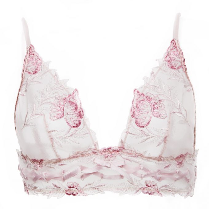Cotton club pink elegant bra with floral details