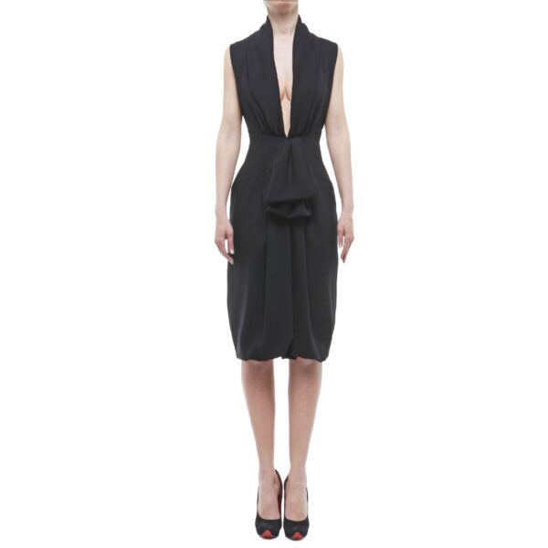 EMANUEL UNGARO - dress low-cut wool with bow