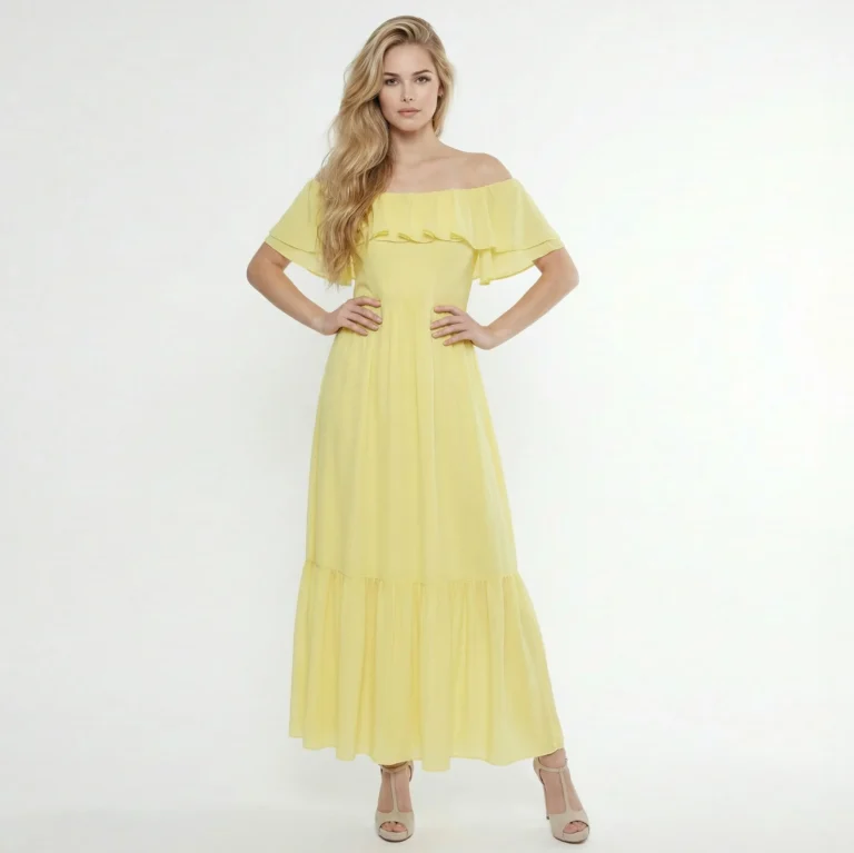 ATOS LOMBARDINI – Abito Lungo Giallo con Spalle Scoperte