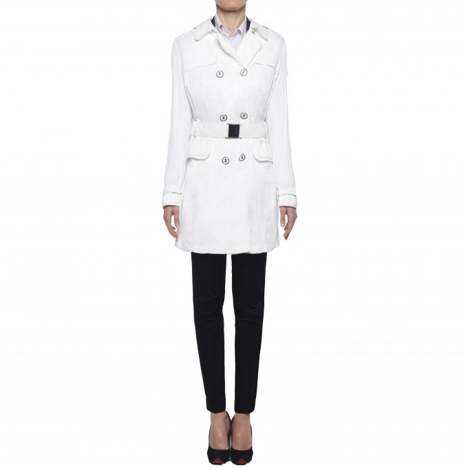 GEOSPIRIT - waterproof trench coat white woman with double-breasted white belt IT 44