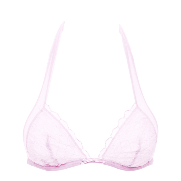 Rosapois reggiseno senza ferretto rosa tulle ricamato laccio al collo