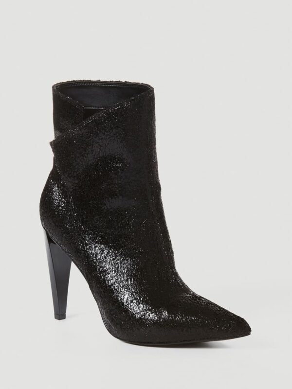 guess black metallic effect velvet ankle boot