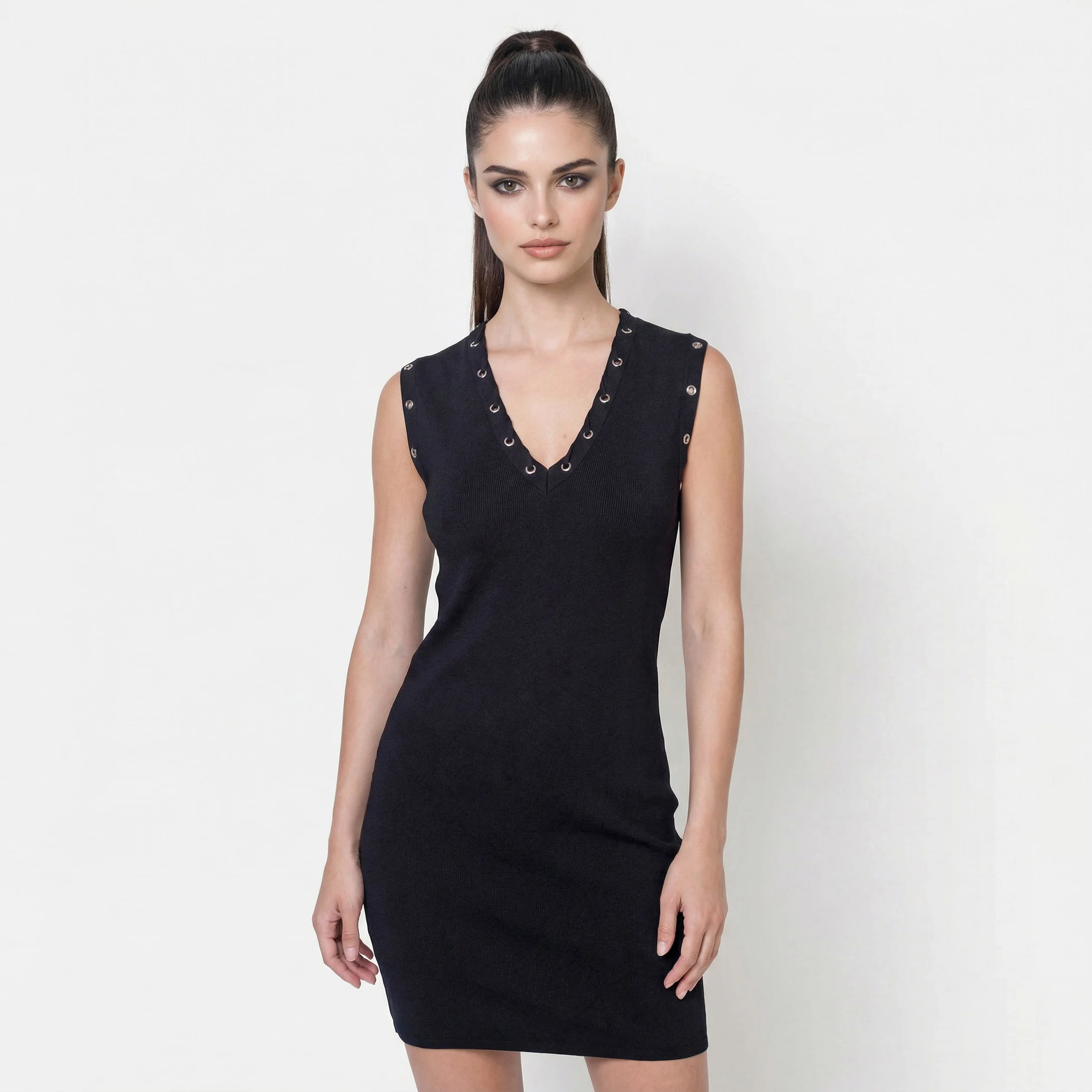 GUESS – Abito Emily Scollo a V Inserti Metallici