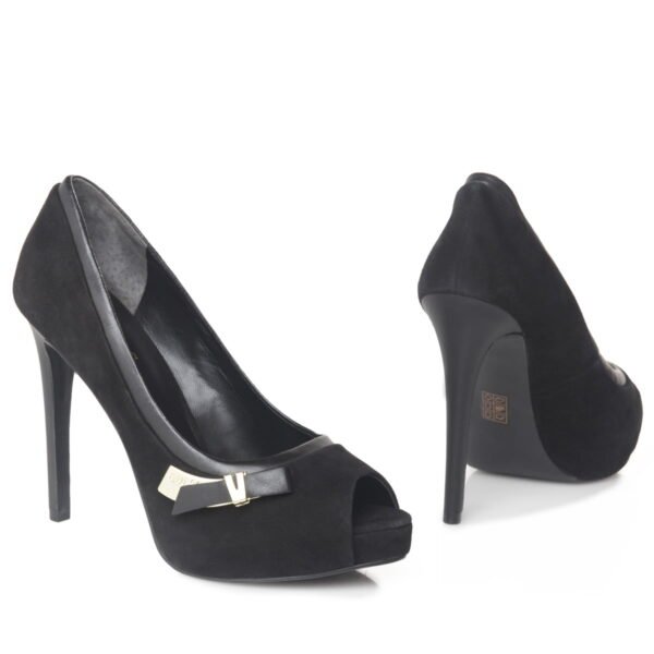 GUESS - Black Pointed Pumps Suede Heel 11cm