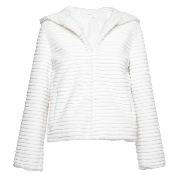 Silvia Heach ecopelliccia donna panna con cappuccio