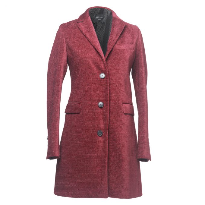 SHENOGRAPHY - burgundy women's coat long sleeves with buttons