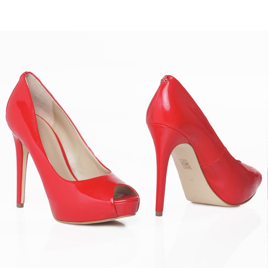 GUESS - Women's red patent leather pumps with 12 cm heel and 3 cm platform <span class="badge-taglia-singola">EU 39</span>