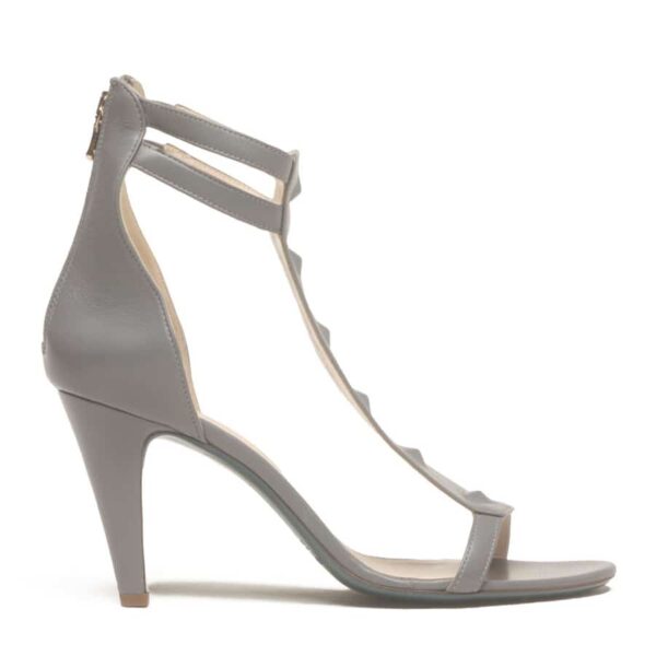 PATRIZIA PEPE - Pearl Grey Sandal with Studs and 9 cm Heel