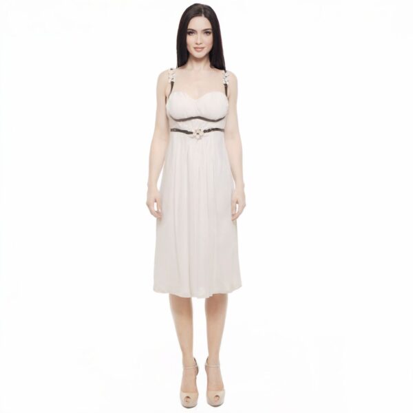 GAI MATTIOLO - White Silk and Leather Dress