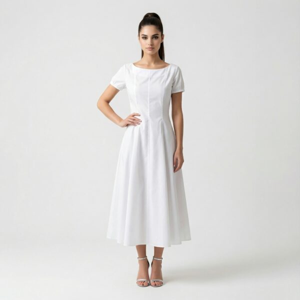 BEATRICE B – Abito Bianco Lungo in Cotone con Intreccio sulla Schiena