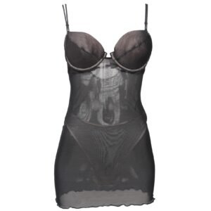 sottoveste donna nera VALERY velata con reggiseno imbottito fronte