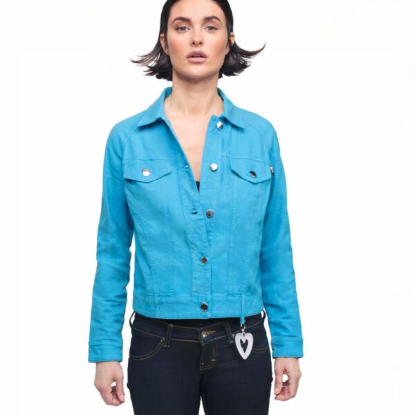 Love Moschino giacca jeans donna azzurra fronte