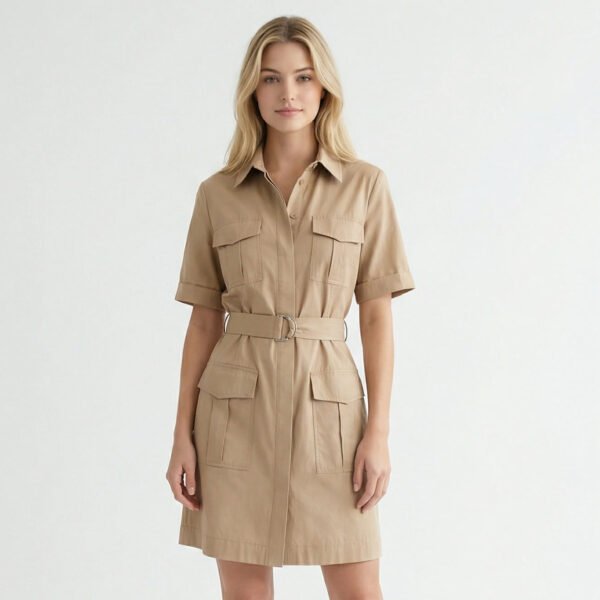 abito-sahariano-pinko-dodoria-cammello-taglia-46 frontale