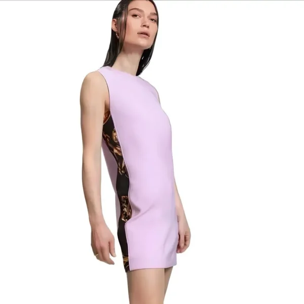 VERSACE JEANS COUTURE - Pink sheath dress in baroque print