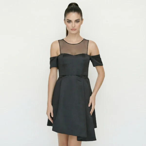 abito-nero-elegante-donna-pinko-duchesse fronte -S