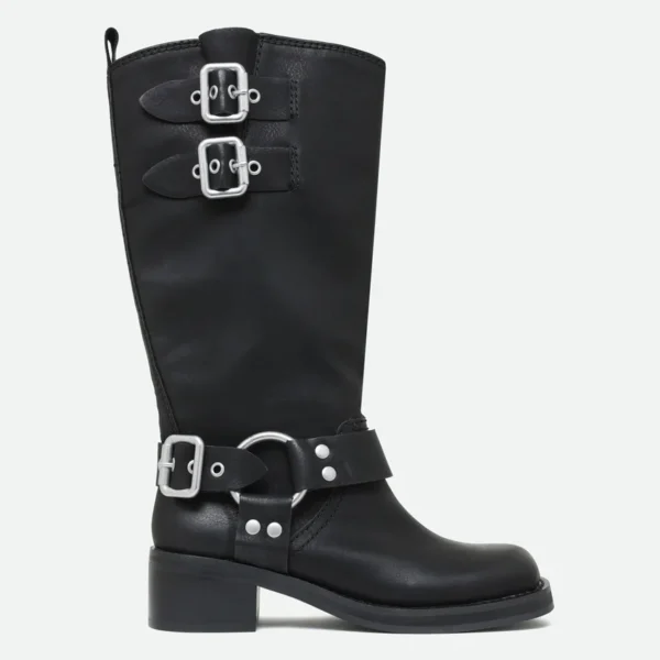 STEVE MADDEN – Stivale Eastern Nero da Donna con Cinturini e Fibbie, Tacco 4 cm