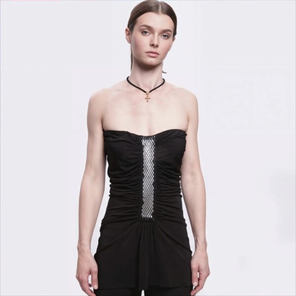 ROCCOBAROCCO – Top Donna Nero Elegante con Dettaglio Gioiello