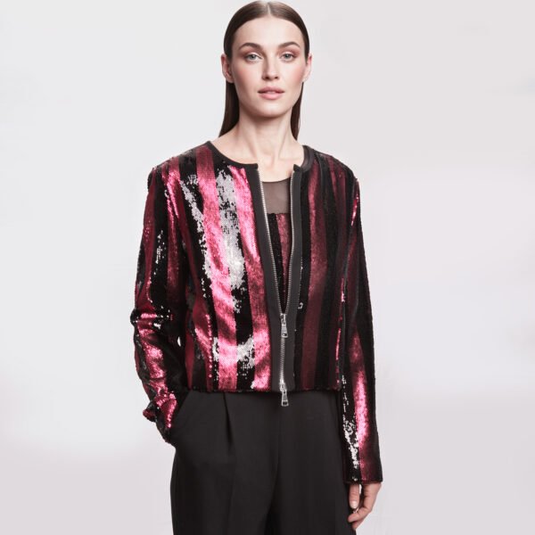giacchino donna paillettes multicolor zip beatrice b frontale
