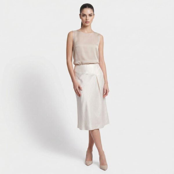 GIORGIO ARMANI – Gonna Bianca in Seta da Donna Giorgio Armani con Zip Laterale