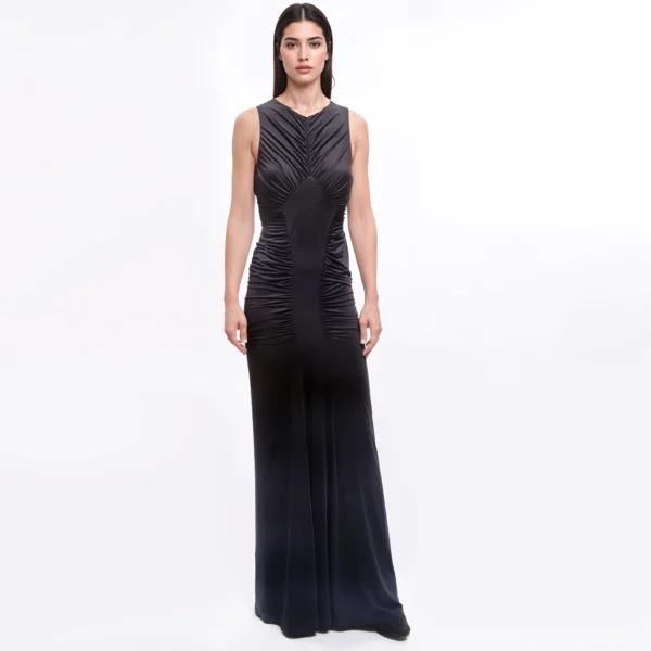 MARCIANO by Guess – Abito Livvie Maxi Nero Drappeggiato