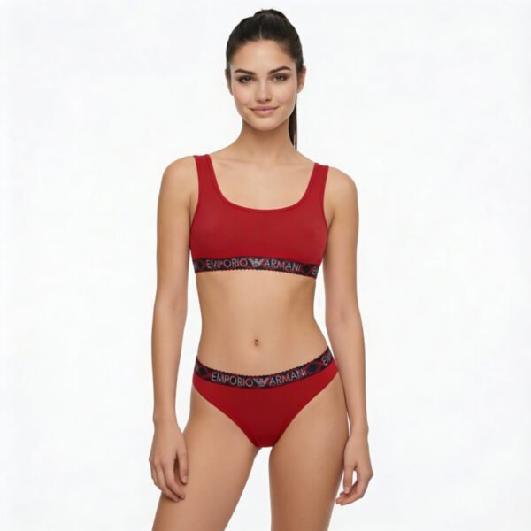 set-intimo-emporio-armani-rosso-jersey-logo-elastico-metallizzato frontale