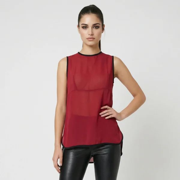 HOPE Collection – Top Rosso in Viscosa con Bordi a Contrasto