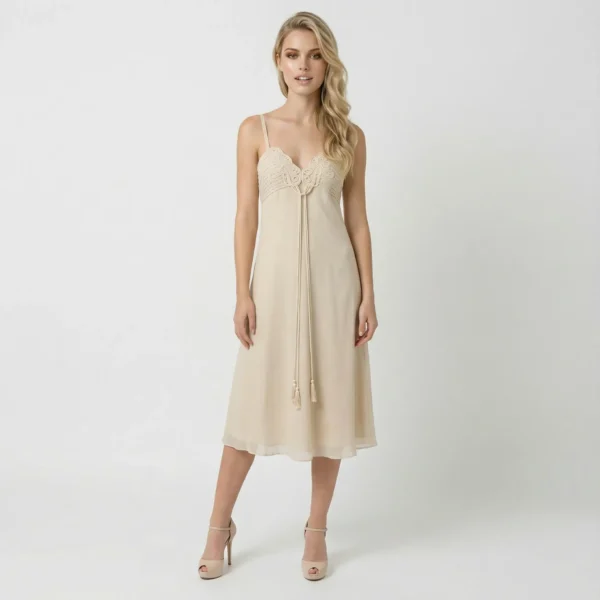 Mariella Rosati abito 100 seta cerimonia champagne taglia 44 IT M