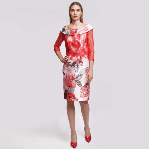 CARLA RUIZ – Abito da Cerimonia Tubino in Pizzo e Rose