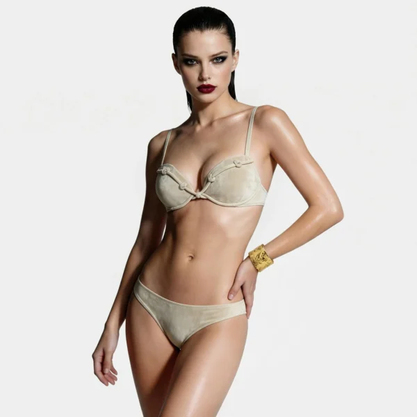 UNIMAR – Bikini Balconcino Beige con Perline