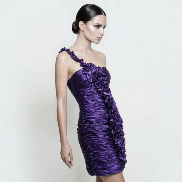 abito-viola-olele-monospalla-cerimonia-serata-cocktail-volant-plisse-taglia-44-it